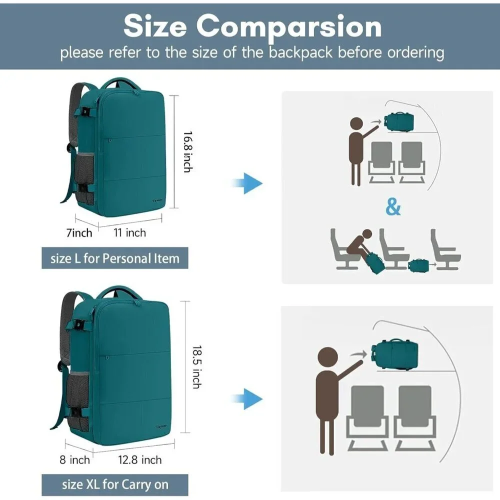 Taygeer Women's Peacock Blue Travel Backpack Carry On 15.6inch Laptop Backpack
